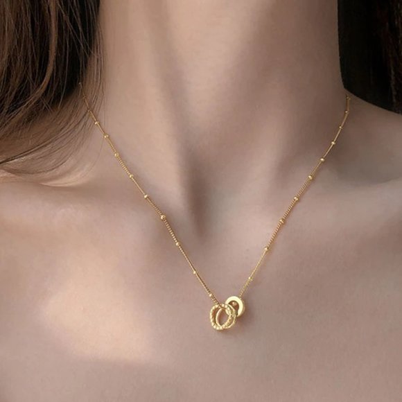 Jewelry - NEW Silver Gold Geometric Irregular Circle Necklace